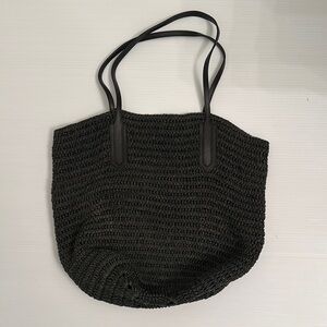 J. Crew Black Woven Tote Bag